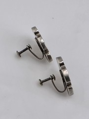 VINTAGE MEXICO PGG INLAY STERLING SILVER EARRINGS 925 SCREW BACK 1950’S ERA NICE
