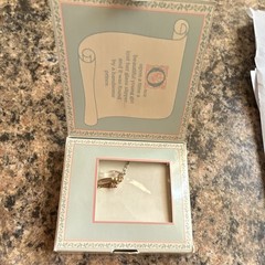 Gold Pendant Chain Necklace Fairy Tale Theme in Decorative Storybook Gift Box
