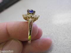 Cushion Cut Gem Tanzanite & Baguette Diamond Ring 14k Gold size 8 Make Offer