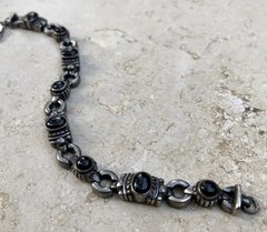 🖤✨AUTHENTIC VINTAGE STERLING SILVER BLACK ONYX LINK ESTATE JEWELRY BRACELET ✨🖤