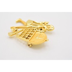 Danecraft Vintage Mother’s Day Pin Brooch Mom On Go Baby Shopping Cart NOS BinA9