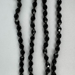 Jet Black Glass Crystals w Spacers Flapper VTG Necklace Strung on Chain 34in