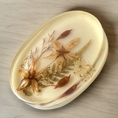 Lucite Floral Brooch 1960s Resin Pressed Flower Botanical Pin