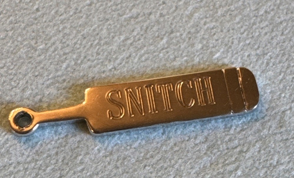 Vintage SNITCH Charm Pendant Marked Sterling But It’s Magnetic Silver Tone Bar