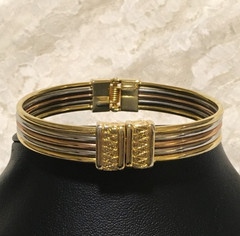Vintage Mixed Metal Tone Bangle Bracelet Clamp Elegant Statement