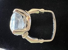 1960s Vintage VENDOME adjustable cocktail ring, w/ clear glass emerald-cut stone