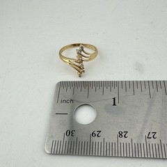 Vintage 1990s Diamond 14k Yellow Gold Open Split Ring Size 5.5