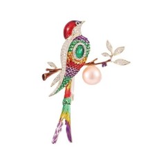 Colorful Magpie Brooch High-end Female Personality Happy Branch Pearl Brooch