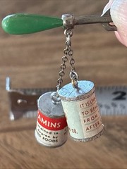 Vintage Vitamin Canned Goods Charm Can Opener Brooch Pin 1950s