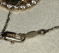 Vintage 1989 France Coin Necklace 24K GB Rhinestone Halo 29” Marianne Pendant