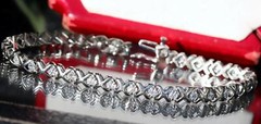 10k white gold tennis bracelet 1.00ct natural diamond 7.5″ vintage 8.65gr N2926