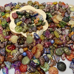100g Mixed Vintage Style Czech Glass Beads Gold Painted DIY Jewelry Craft