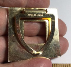 PRETTY GOLDTONE SCARF CLIP SLIDE OPEN SQUARE DESIGN NICE LOOK