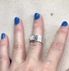 Vintage Sterling Silver 925 Opal Stone Wide Ring Sz 7.75 S195