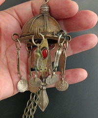 Tribal Boho Ottoman Style Ethnic Dome Lariat Necklace Vintage Tassel Statement