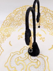 Vtg Erwin Pearl Earrings Medallion Drop Dangle Gold Tone Etruscan Greco Roman