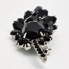 Vintage Juliana DeLizza and Elster Jet Black Rhinestone Brooch