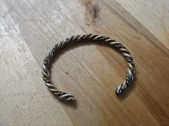 vintage twist brass bangle bracelet tricolor gold tone silver tone copper classy