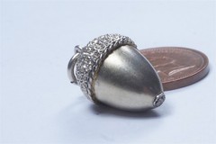 ANTIQUE SILVER ACORN SHAPED POMANDER CHARM / FOB / PENDANT c1900