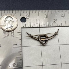 Vintage Heart Rhinestones Sterling Silver 935 Brooch Pin