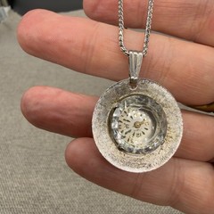 Vintage Sheffield Pendant Watch Necklace Silver Tone Faceted Crystal Face READ