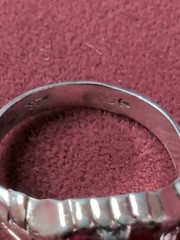 UNCAS Vintage Sterling Silver Ring w/Red Ruby Colored Stone Size 9.75