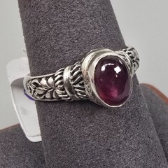 VTG 925 Sterling Silver & Ruby Cabochon Red Ring Size 9.5, 3.93g Moving Eye/Star