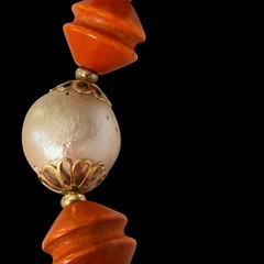 Mode-Art Signed Orange Bead Costume Necklace & Earrings Arthur Pepper Vintage
