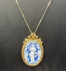 Virgin Mary Untier of Knots Cameo Pendant Brooch GPl Solid 925 Sterling Silver