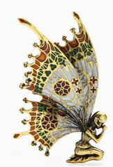 Retro Butterfly Wings Fairy Brooch, Unique Enamel Design, 2″ x 1 1/2″