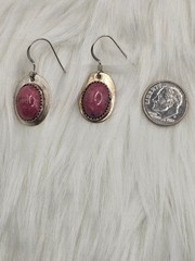 Vintage M.O. Sterling Silver Pink Rhodonite Drop Earrings 6g