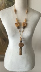 Unique Vintage Artisan Asian Style Multi-Material 42” Necklace