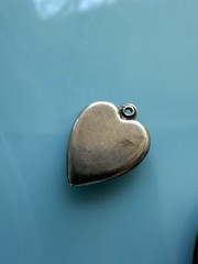 Vintage WWII Sterling Silver Eagle American Flag Jockey Puffy Heart Charm 1.9g