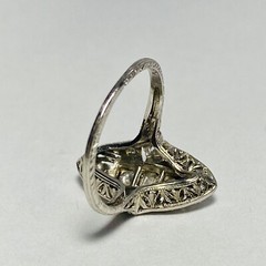 Art Deco Platinum Filigree 0.24ctw Diamond Size 5.5 Ring 3.7g