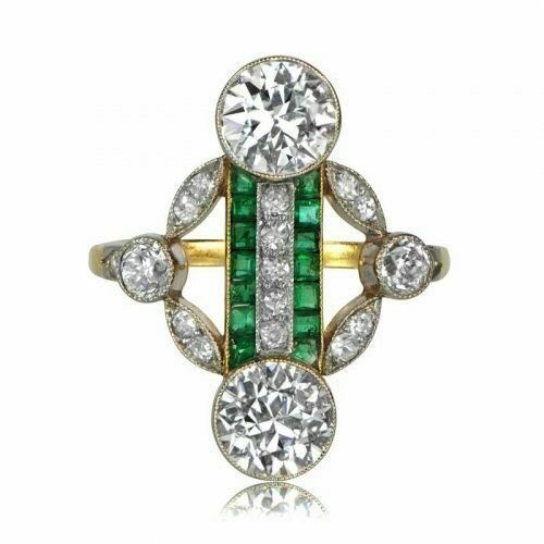 Art Deco Antique 2.30 Ct White Diamond Vintage Wedding Ring 14K Yellow Gold FN