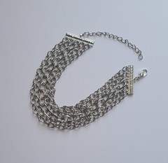 Vintage 5 Strand Cable Chain Bracelet Silver Tone 7.5in With 2in Extender