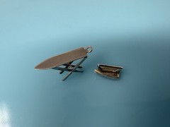 Vintage Sterling Silver Folding Opening Ironing Table Board Iron Charm Lot 2.4g