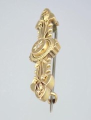 Devine Antique Victorian Etruscan 15K Gold Diamond Floral Brooch Pin Pendant
