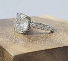 Vintage Platinum Engagement Ring 9.65CT. Natural Diamond Round Shape AGI Cert