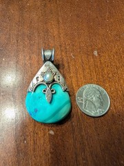 Vintage Sterling Silver Turquoise Pearl Pendant