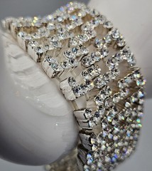 Rhinestone Wide Bracelet Stretch Band Clear Glass Stones Sparkling Party