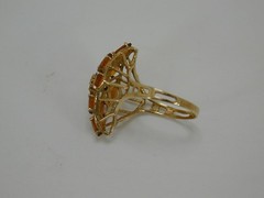 Vintage 10K Yellow Gold Citrine Marquise Cluster Cocktail Ring Size 6 417 Solid