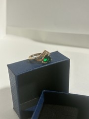 Vintage Green Cubic Zirconia Ring Gold Plated Womens Size 6.5