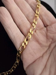 VINTAGE MONET NECKLACE Figaro Chain Link Gold Tone 24″