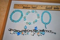 Vintage to now lot of 4 glass plastic metal beaded and charm bracelets
