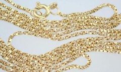 Pretty Vintage 24” Solid 18K Yellow Gold 1mm Square Belcher Chain Necklace 4.7g