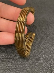 Machine Age Brass Architectural Modernist Geometric Links Panel Bracelet 7-3/8”