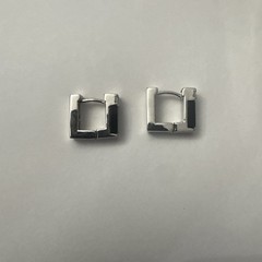 Onyx Sterling Silver Square Huggie Vintage Earrings