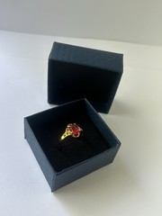 Vintage Red Cubic Zirconia Ring Gold Plated Womens Size 9.5