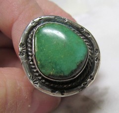 Southwestern Style Turquoise Sterling Silver Ring ~ Size 6.5 ~ 13grams ~ 7-C571